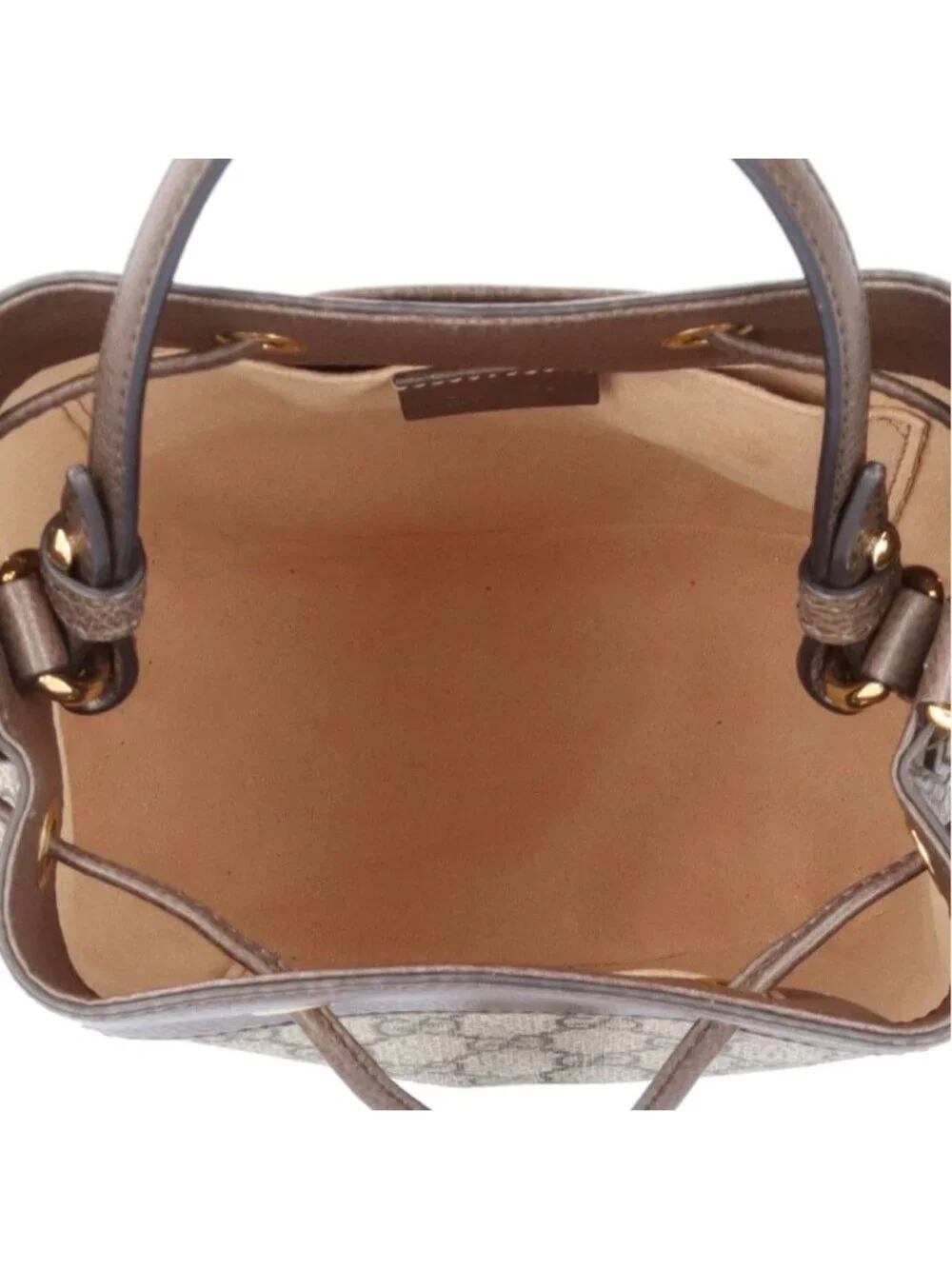 Gucci GG Rubaguet Odia Shoulder Bag Split Canvas Beige